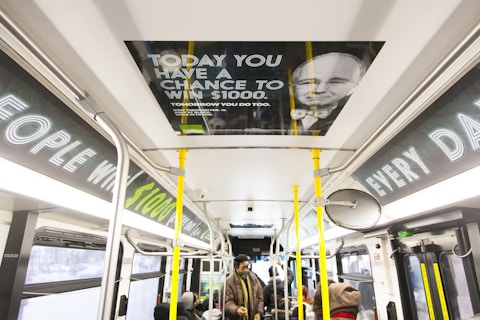 Chicago CTA bus interior with H&R Block advertisement