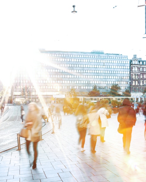 Motion Blur of People Walking in the City