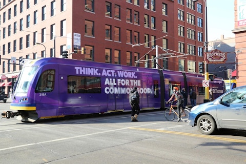 University of St. Thomas Metro Transit bus wrap in Minneapolis