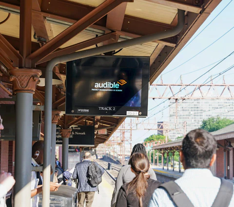 Pedestrians at Newark Broad Street NJ Transit station, home of Audible