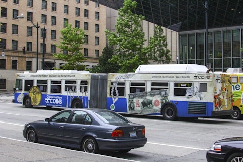 Seattle Sound bus displaying Bellevue Rare Coins full wrap
