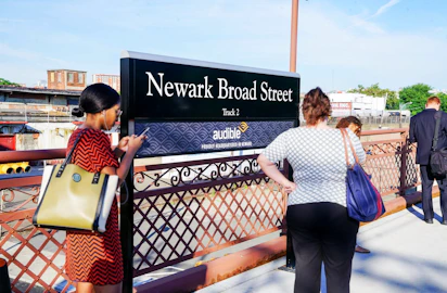 Riders at Newark Broad Street NJTransit station, home of Audible