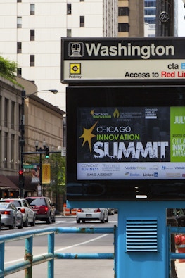 Chicago Innovation advertisement on CTA Digital Urban Panel