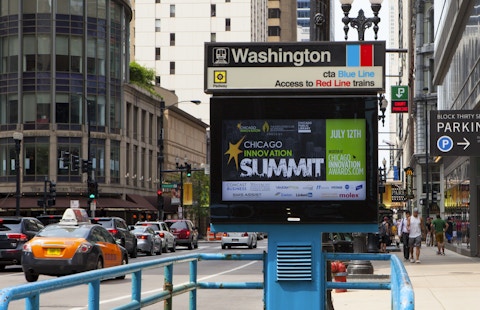 Chicago Innovation advertisement on CTA Digital Urban Panel