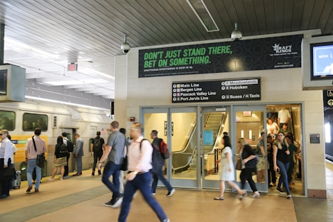 Commuters pass by DraftKings station domination in New Jersey