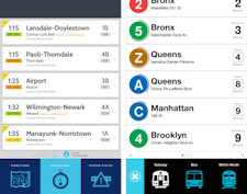 Philadelphia SEPTA IxNTouch 1.0 kiosk software (left) and MTA On The Go kiosk software (right)