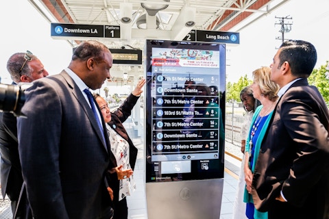 LA Metro IxNTouch screen with arrivals info