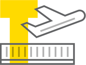 Icon representing an airport and plane