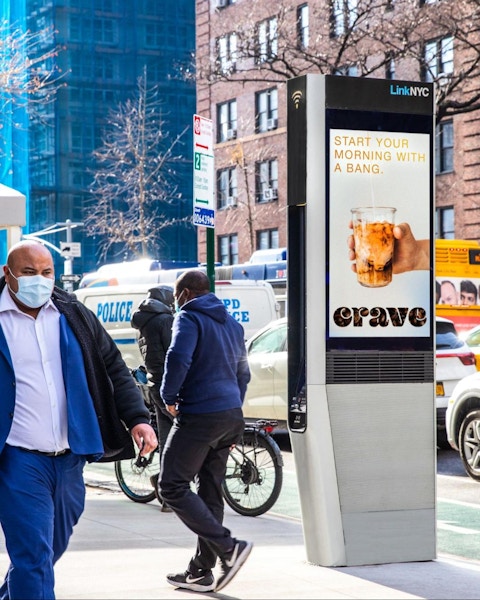 digital out-of-home screen LinkNYC for outdoor advertising campaign - digital billboard on NYC streets