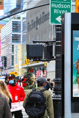 Digital out of home screen in New York City with Intersection's Out of Home Advertising Solutions on a digital screen