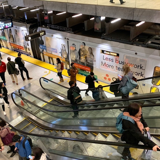 San Francisco MUNI Train Wrap from Intersection