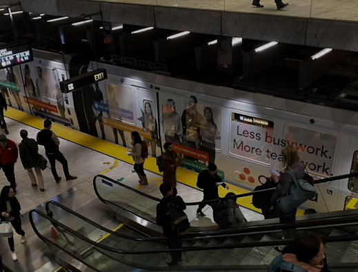 Intersection train wrap at Dreamforce, out of home advertising